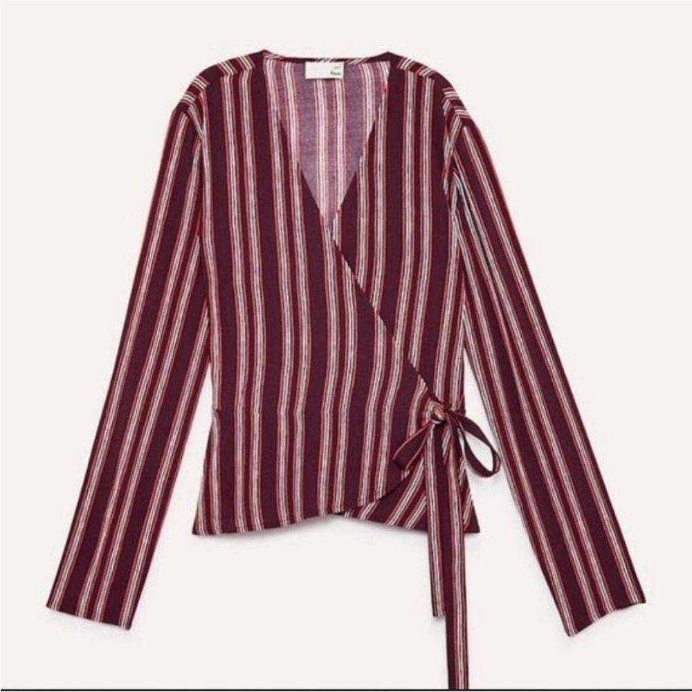 New. Wilfred Free Aritzia Stripe Shannon Wrap Blouse - Picture 3 of 8
